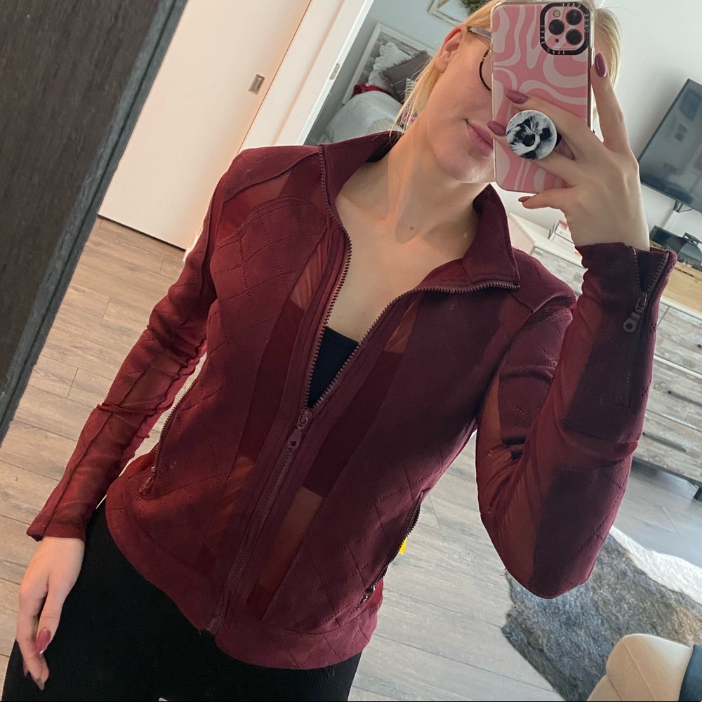 WINE COLORED SUEDE ATHLETIC JACKET / SIZE S/ WORN ONCE/